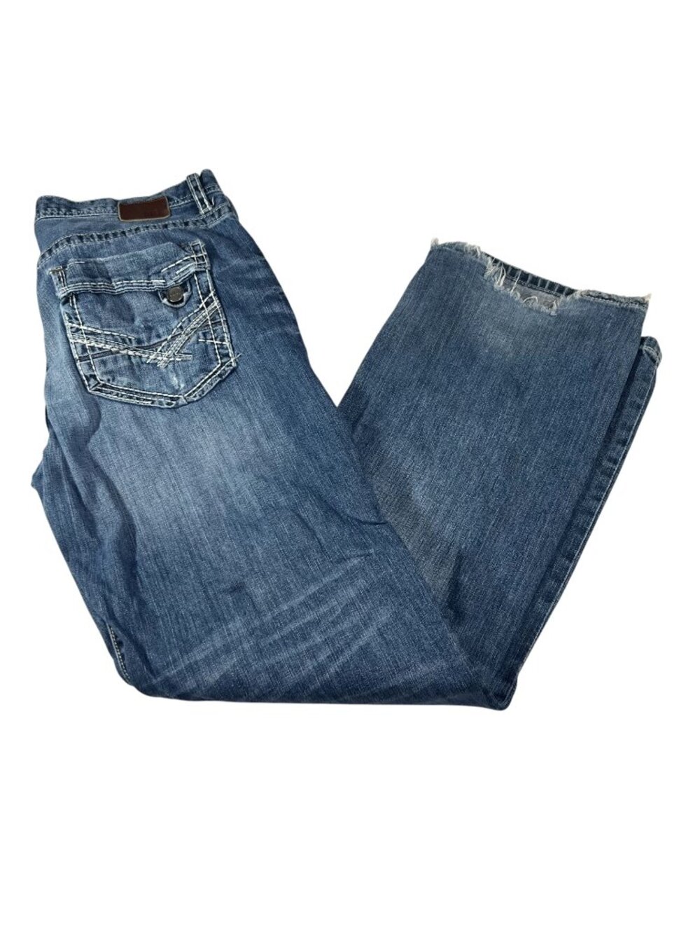 BKE Mens Tyler Straight Leg Distressed Jeans Size 36x32 Medium Wash Stretch